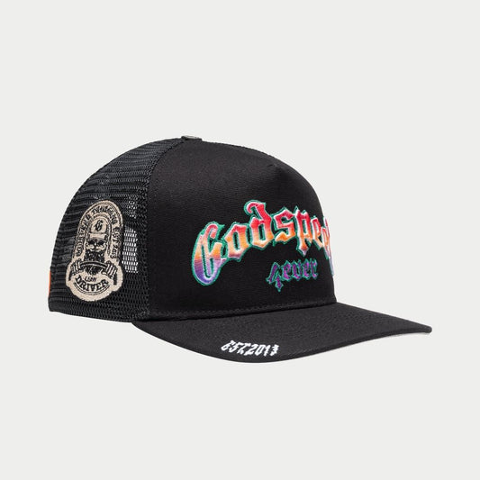 GODSPEED FOREVER TRUCKER GRADIENT HAWAIIAN HAT BLACK