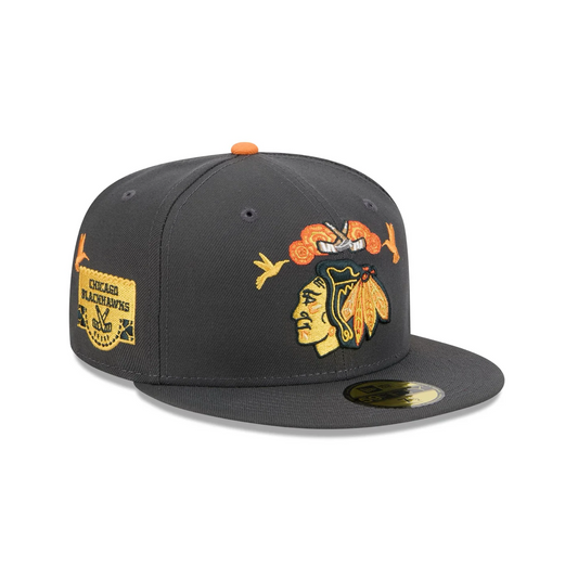 Chicago Blackhawks Day of the Dead Graphite 59FIFTY Fitted Hat