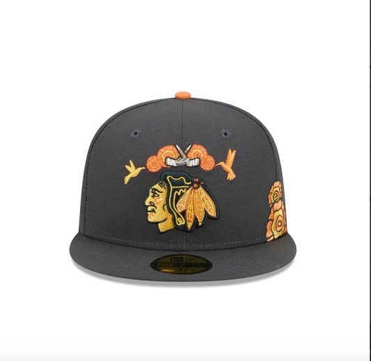 Chicago Blackhawks Day of the Dead Graphite 59FIFTY Fitted Hat